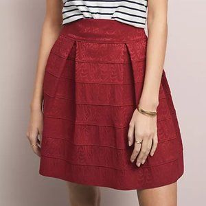 NWT Maeve Anthropologie red scholastic structured banded pleated full skirt